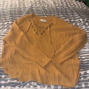 Mustard tie up sweater